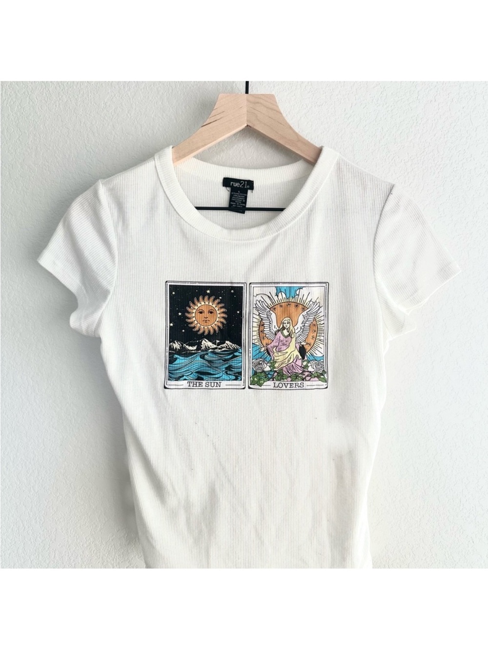 Rue21 White Tarot Card Graphic Tee - Sun & Lovers Panels